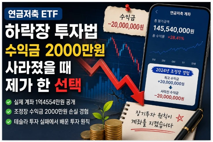 연금저축 ETF 하락장 투자 경험 실제 계좌 공개 수익금 2000만원 손실 사례