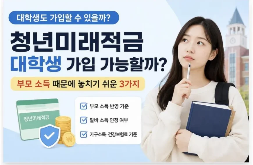청년미래적금 대학생 가입조건과 부모 소득 반영 기준을 설명하는 대표 이미지