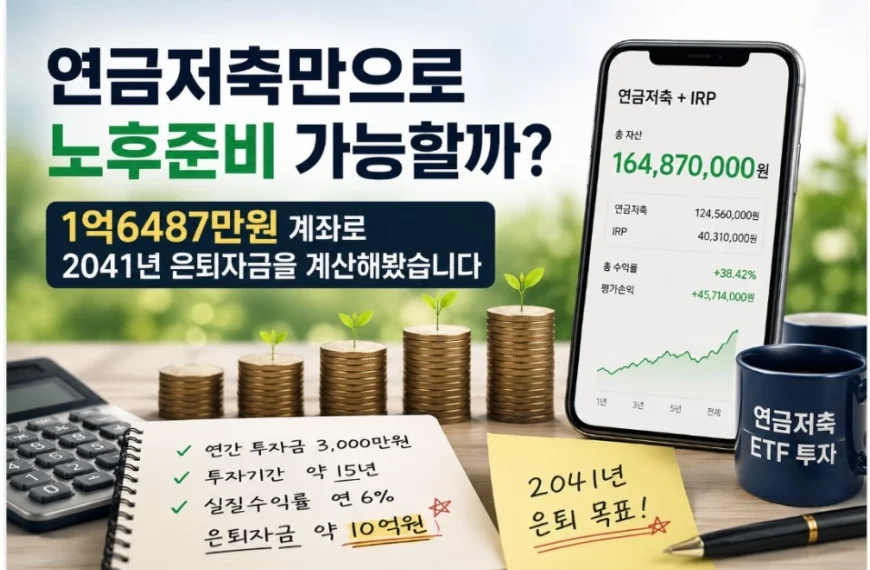 연금저축과 IRP 자산 1억6487만원으로 계산한 2041년 은퇴자금 예상 시뮬레이션