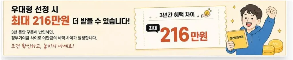 청년미래적금 우대형 최대 216만원 혜택 차이