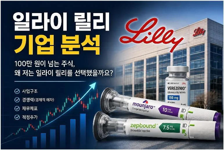 일라이 릴리 기업 분석 대표 이미지, 사업구조와 경쟁력, 재무제표, 적정주가를 투자자 관점에서 분석한 허브글
