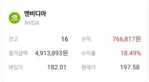 엔비디아 실제 투자 계좌 수익률과 보유 현황