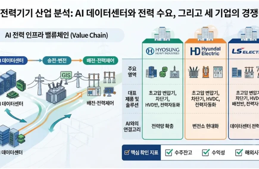AI 전력기기 산업 분석과 효성중공업 HD현대일렉트릭 LS ELECTRIC 비교