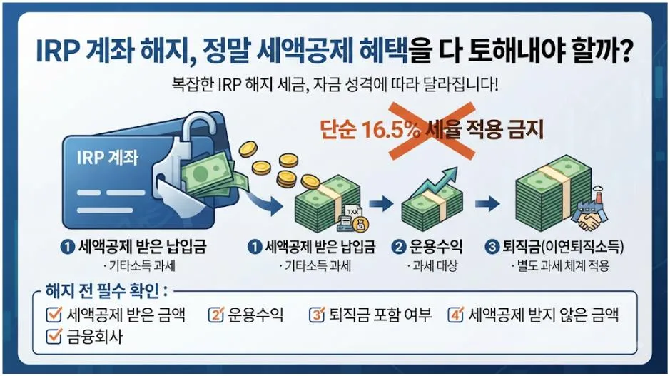 IRP 계좌 해지 시 세액공제와 16.5% 세금 적용 기준