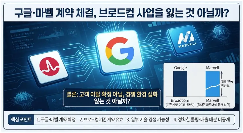 구글·마벨 계약이 브로드컴에 미치는 영향과 AI 칩 경쟁구도 분석