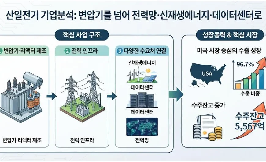 산일전기 기업분석, 변압기·리액터 제조와 전력망·신재생에너지·데이터센터 사업 및 미국시장 수출 성장 구조