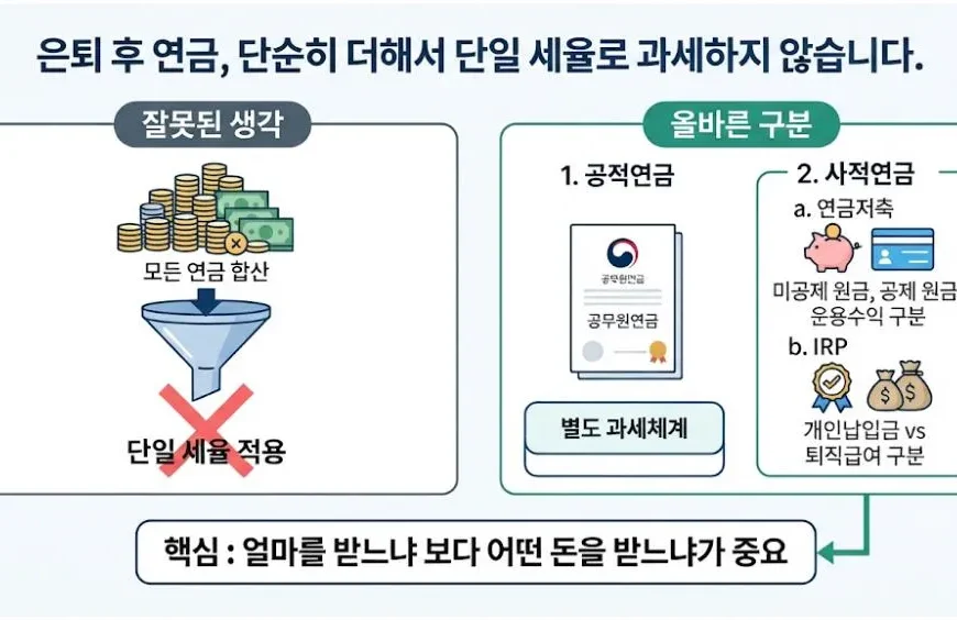 은퇴 후 연금 세금 공무원연금 연금저축 IRP 과세구조 비교