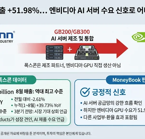 폭스콘 엔비디아 AI 서버 8월 매출 51.98% 증가와 GPU 수요 신호 분석