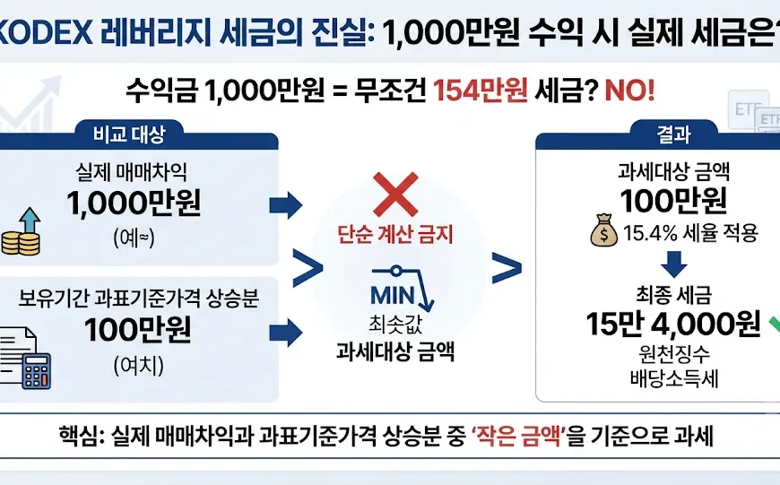 KODEX 레버리지 세금 15.4%와 매매차익 과표기준가격 계산