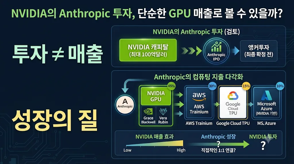 엔비디아 Anthropic 100억달러 투자 검토와 GPU 매출 연결 구조
