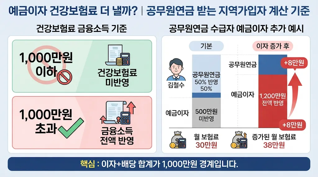 예금이자 건강보험료 공무원연금 받는 지역가입자 계산 기준