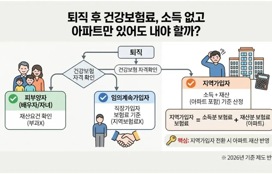 퇴직 후 건강보험료 소득 없이 아파트만 보유한 지역가입자 산정 구조